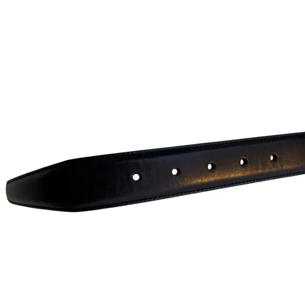 Torino Leather Co. Mens Black Leather Belt Size 42 With Silver Buckle